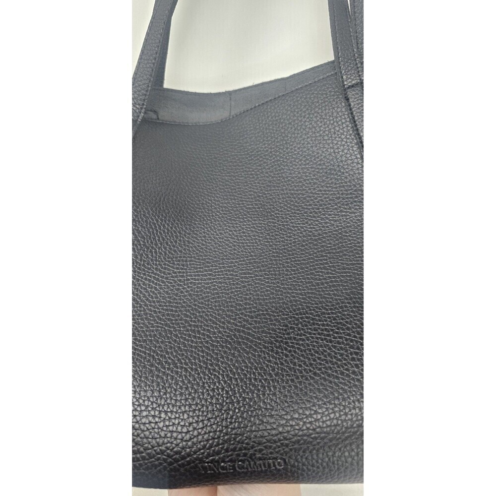 Vince Camuto Luck Tote Vegan Pebbled Leather Carryall Bag Purse Black Grey - Picture 8 of 16